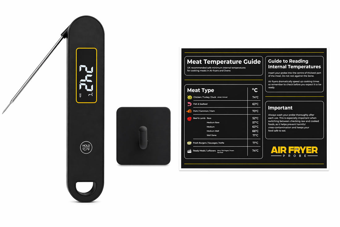 Air Fryer Temperature Probe + FREE cooking temperature guide and self adhesive hook!