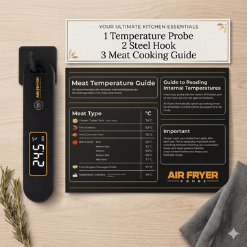 Air Fryer Temperature Probe + FREE cooking temperature guide and self adhesive hook!